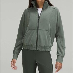 Lululemon Womens Brushed‎ Softstreme Funnel-Neck Zip Up Jacket Smoked Spruce 6